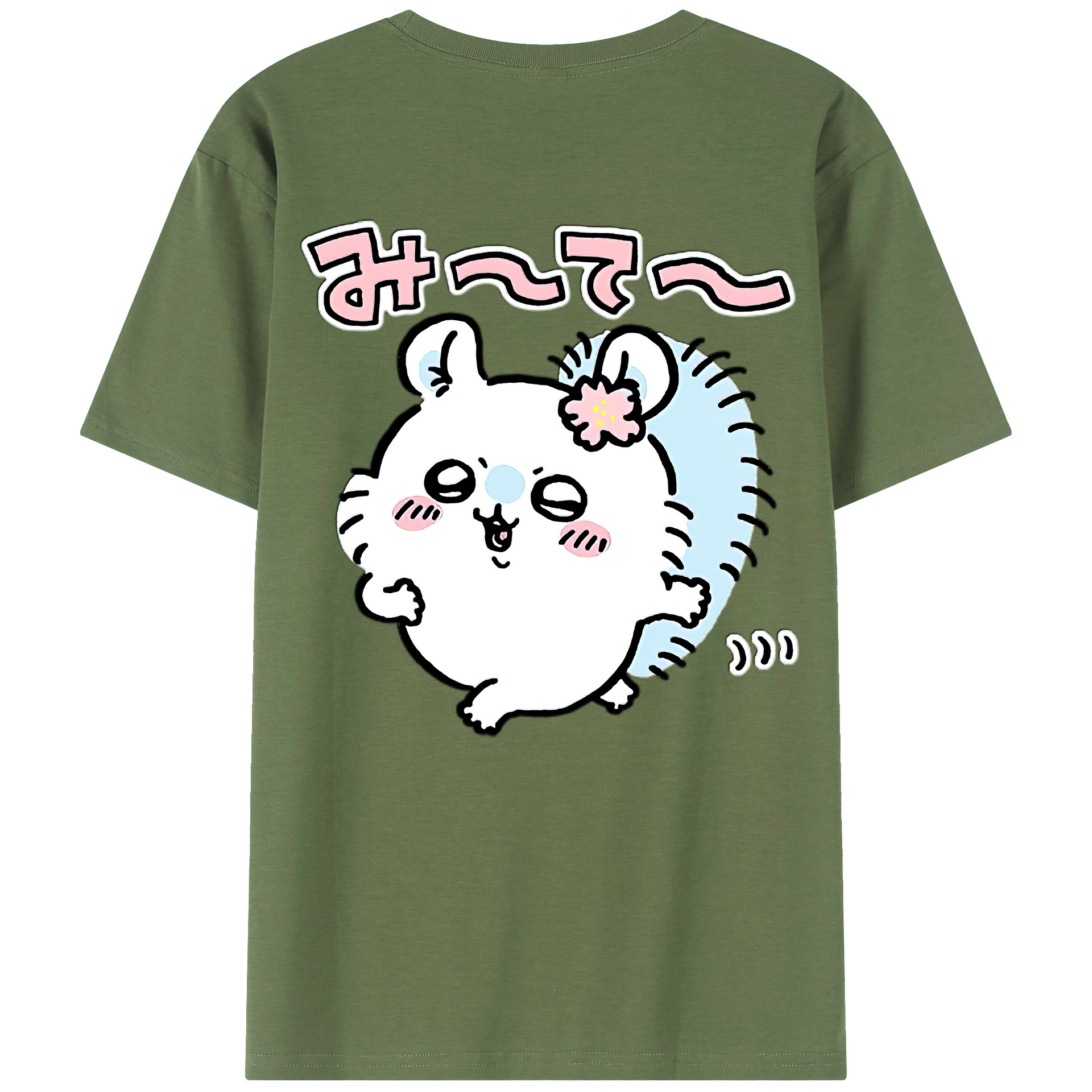 （画像用） ちいかわ モモンガ Chii-kawa Momonga 綿100％ メンズ半袖Tシャツ（バックプリント） 通気性